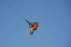people flying on a skyflyer